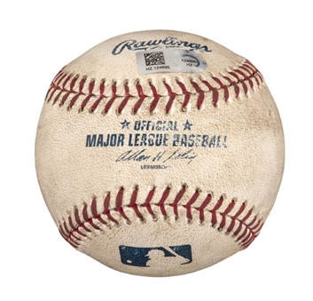 2014 Yasiel Puig Game Used Baseball - Triple Off of James Shields (MLB Auth)
